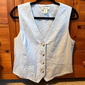 Rachel Zoe Sky Blue Button-Down vest Blouse
